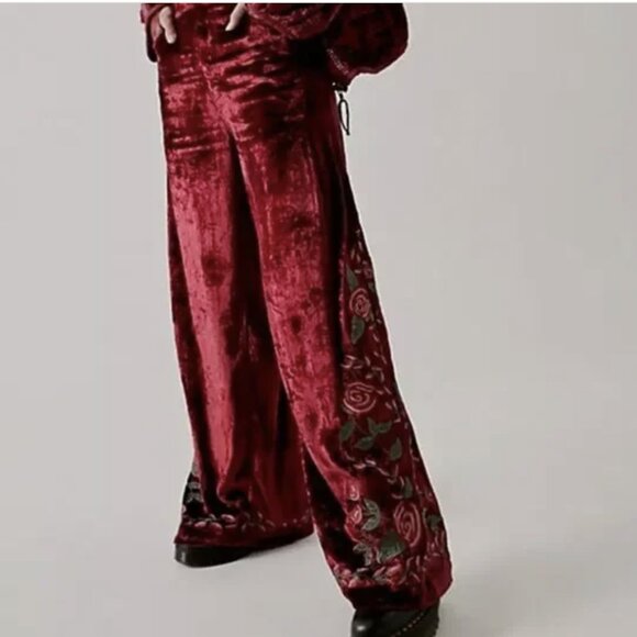 Free People x Anna Sui Rose Garden Velvet Pants, Size 0, NWT - Picture 4 of 4